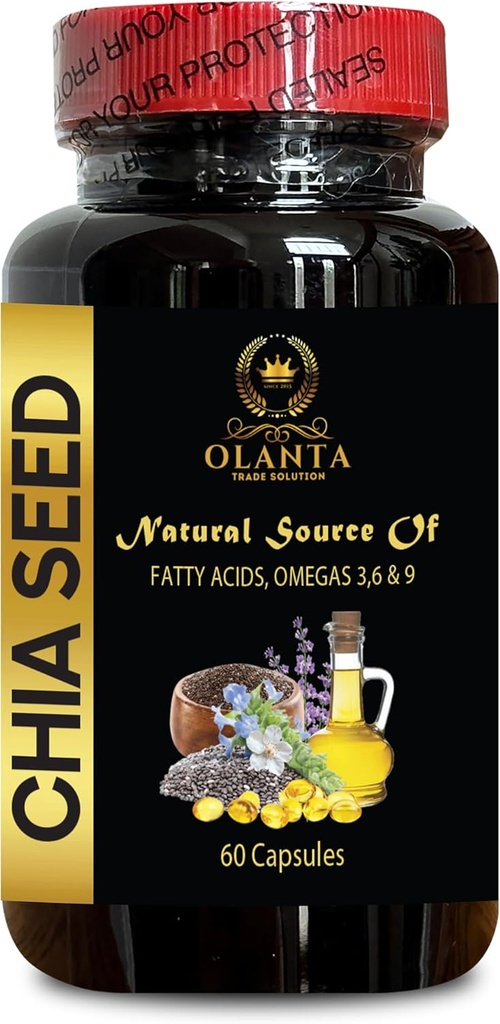 chia Seed Advanced - CHIA Seed - Digestive Fiber, Organic chia Seed Oil Capsules, Plant based Omega 3 6 9 Dodatek, Non- GMO, Lepek zdarma, Keto Diet - 1 láhev 60 Softgels