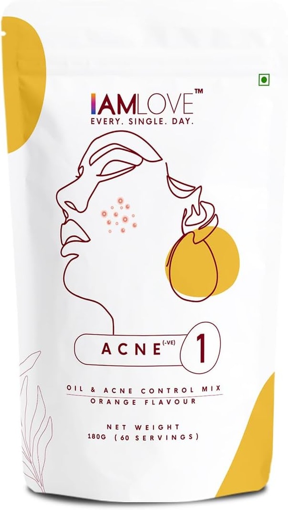 I AM LOVE Acne Negativní doplněk Powder - 180g Pro muže a ženy 124; Snížit nadměrný olej, Mírné na středně Akne Pimples & Open póry 124; Plant- Based Kožní dodatek s B Komplexní vitamíny, Zinek, Chrom