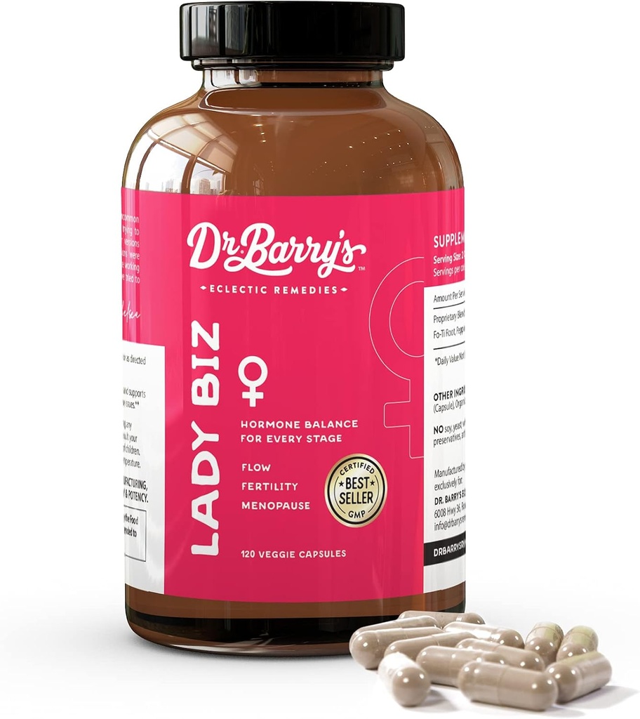 Lady Biz Dr.Barryho 124; Hormonální rovnováha pro ženy 124; Podpora plodnosti a menopauzy pro ženy, Estrogen & Mood. 120 Kapsle, 30 denní zásobování