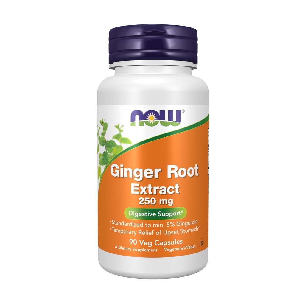 Nyní Potraviny Doplňky, Zázvor Root Extrakt 250 mg, Dočasná úleva Upset Stomach *, Stravovací podpora *, 90 Veg Kapsle