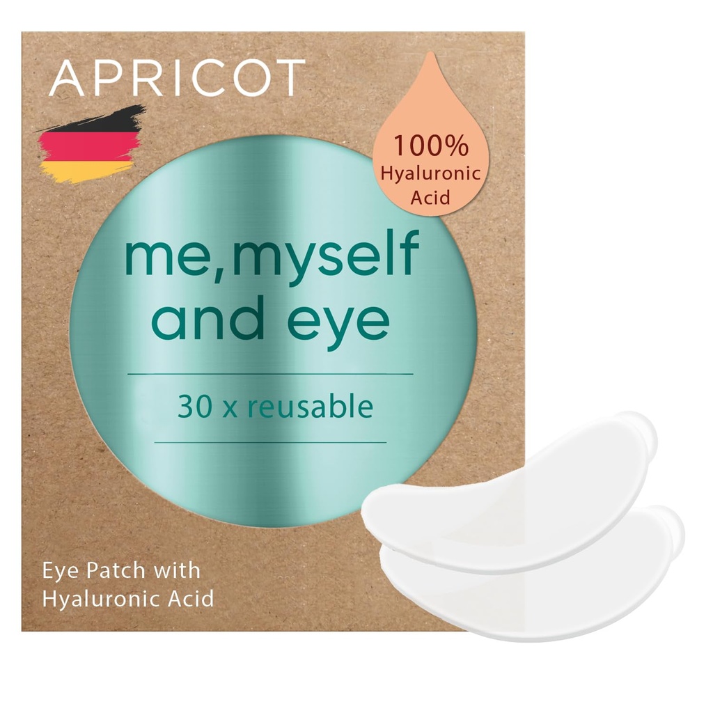 APRICOT Oční náplasti s kyselinou hyaluronovou (balení po 1) I Anti- Aging Eye Pads "Me, Myself and Eye" I Redukuje oční vrásky I Reuse oční náplasti I silikonové podložky proti vráskám jsem udělal v Německu