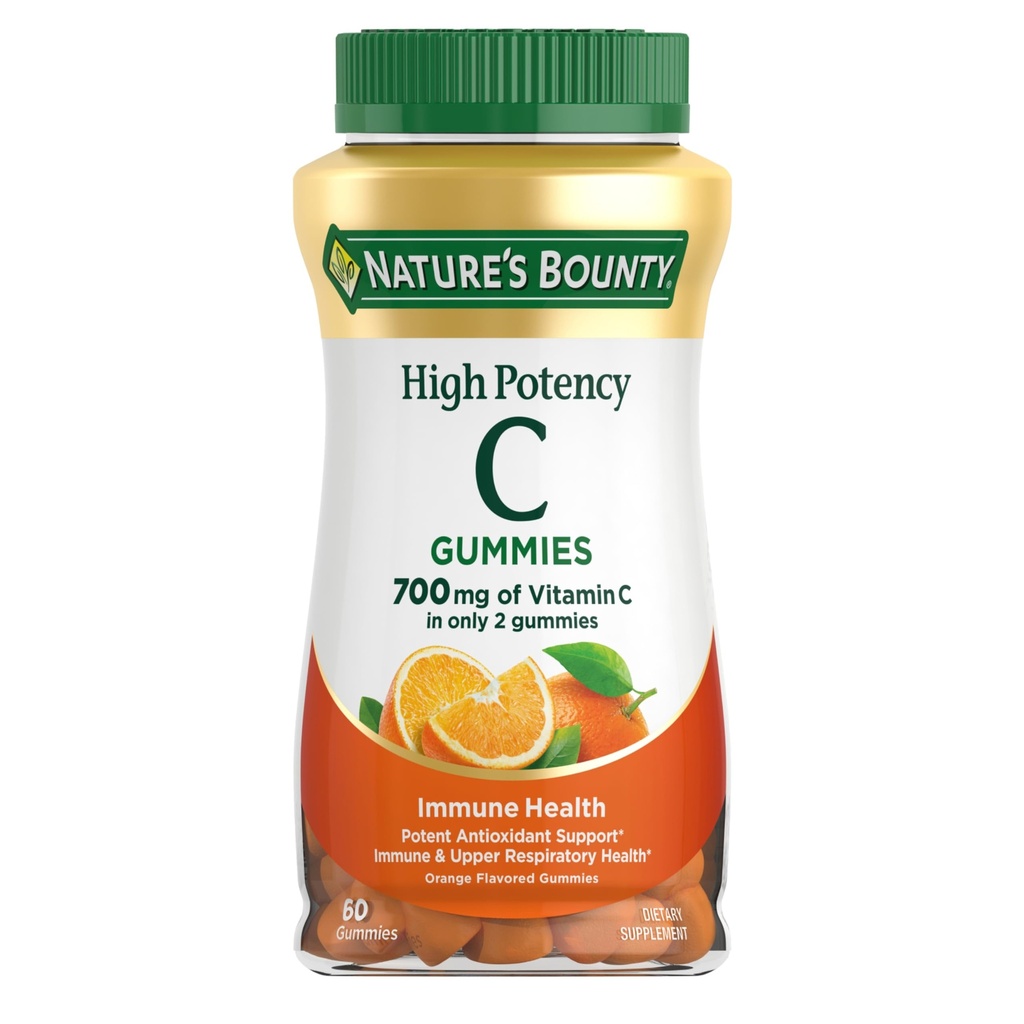Nature 's Bounty Vitamin C Gummies 700mg, High Potency Vitamin C Žvýkací gumy pro dospělé, Imunitní Supplement, Dietní dodatek, Orange Flavor, 60 Ct