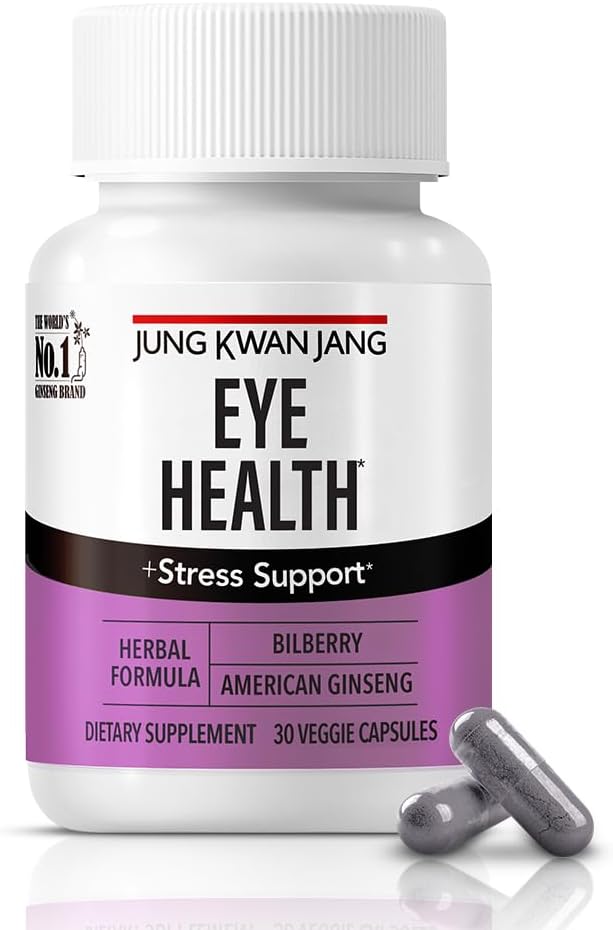 JUNG KWAN JANG Eye Health Support with Bilberry (166mg) and American Ginseng (143mg) for Vision Care, Reduced Eye Strein, Cognitive Support, 30 Kapsle pro muže a ženy