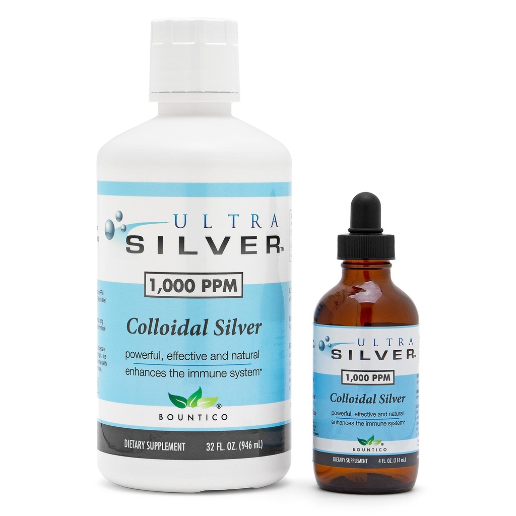 Ultra Silver ® Koloidní stříbro 124; 1000 PPM, 32 Oz (946ml) 124; Minerální dodatek 124; Pravé koloidní stříbro - 4 oz Kapátko láhev (Prázdný) Zahrnuto pro výměnu!