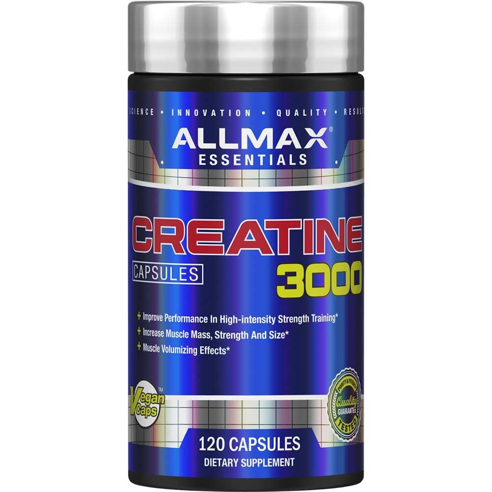 ALLMAX Nutrition - Creatin Monohydrát, Mikronizovaný Creatin prášek pro sílu a svalovou obnovu, Gluten Free & Fast Absorbing, 120 Kapsle