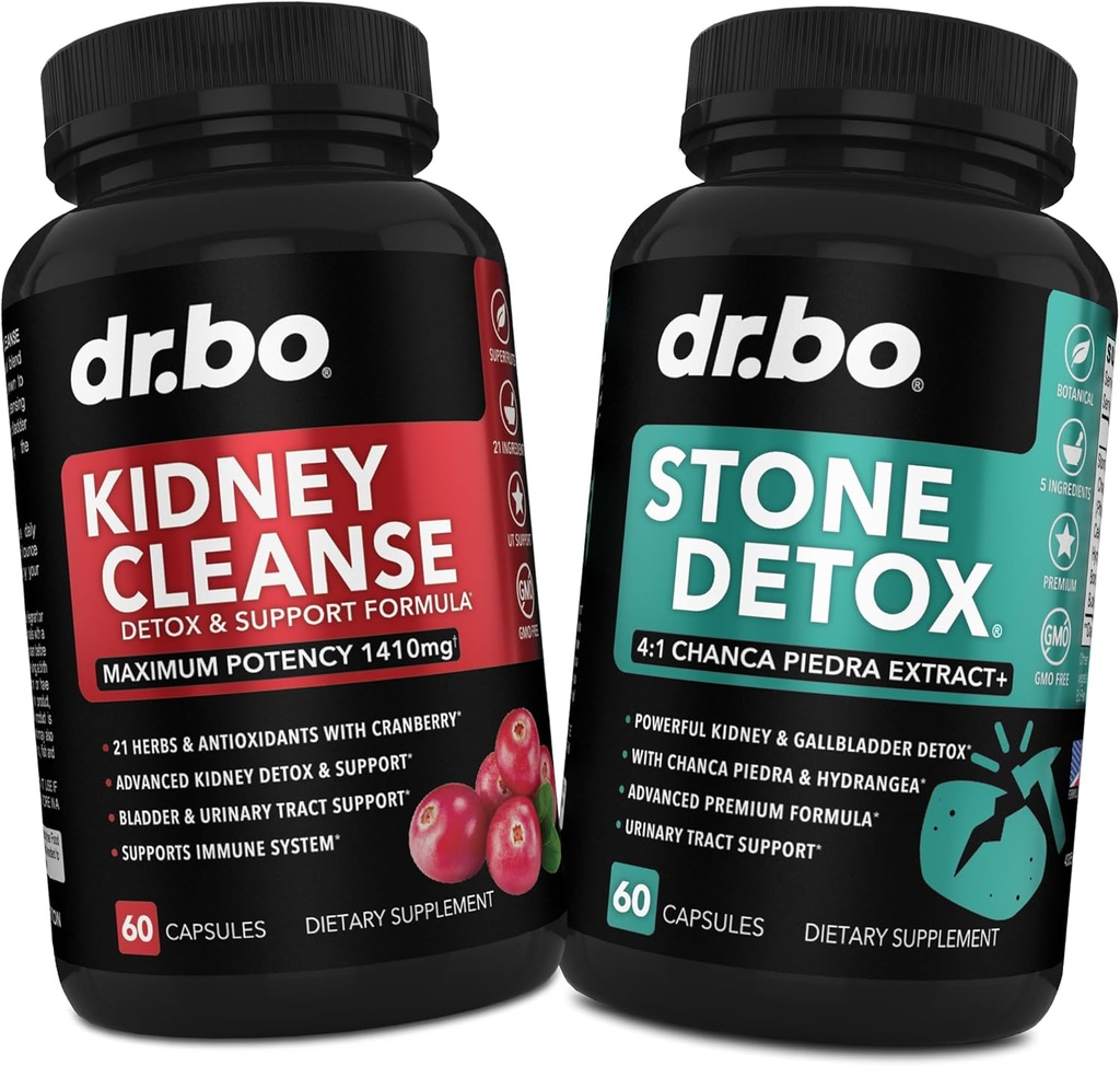 Ledviny Cleanse & Stone Detox Supplement - Přírodní brusinky, Juniper Berries, Buchu, Uva Ursi Extract, Stone Breaker Chanca Piedra - Podpora ledvin žlučník, močový měchýř a močový trakt zdraví