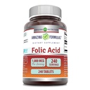 Amazing Difficias Folic Acid 1000 Mcg (1 Mg) CLAS124; 240 Tablety dodatek CLAS124; Vitamin B9 CLAS124; Non- GMO CLAS124; Gluten Free CLAS124; Made in USA