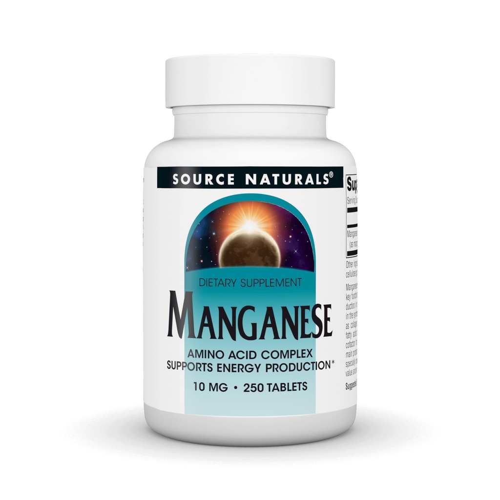 Zdroj Naturals Manganese, Amino Acid Chelate - Podporuje výrobu energie - 250 tablet