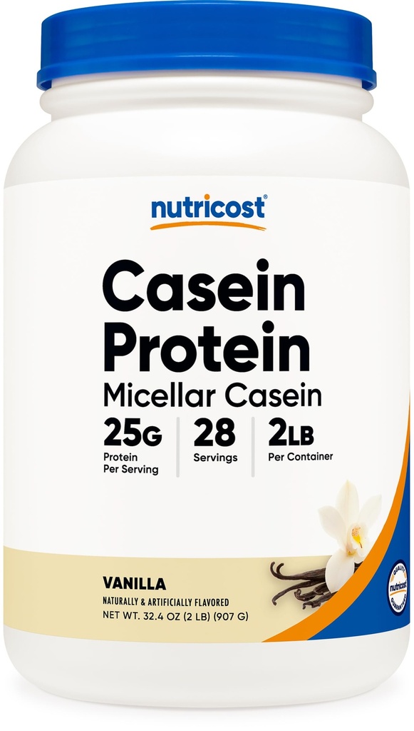 Nutricost Kasein Protein Powder 2lb Vanilla - Micellar Casein, Gluten Free, Non- GMO