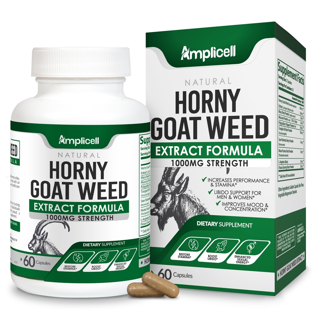 Nadržený kozí trávník s Maca Root, Tongkat Ali, L-Arginin & Panax Ginseng - mužský výkon & Libido Booster Supplement - Energie, Stamina & Vitality pilulky pro muže a ženy - 60 Kapsle
