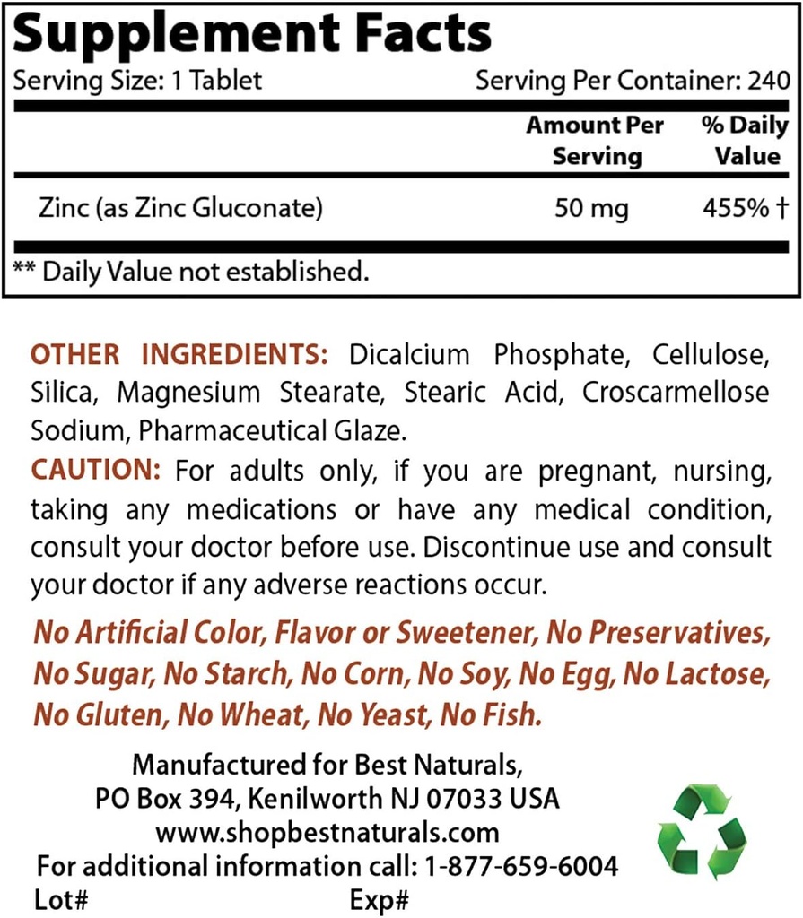 Zinek Gluconate 50 mg & Vitamin B12 6000 mcg