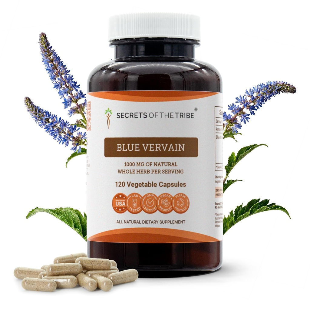 Tajemství Tribe Blue Sporýš 120 Kapsle, 1000 mg, Blue Sporýš (Verbena Hastata) Sušený Herb (120 Kapsle)