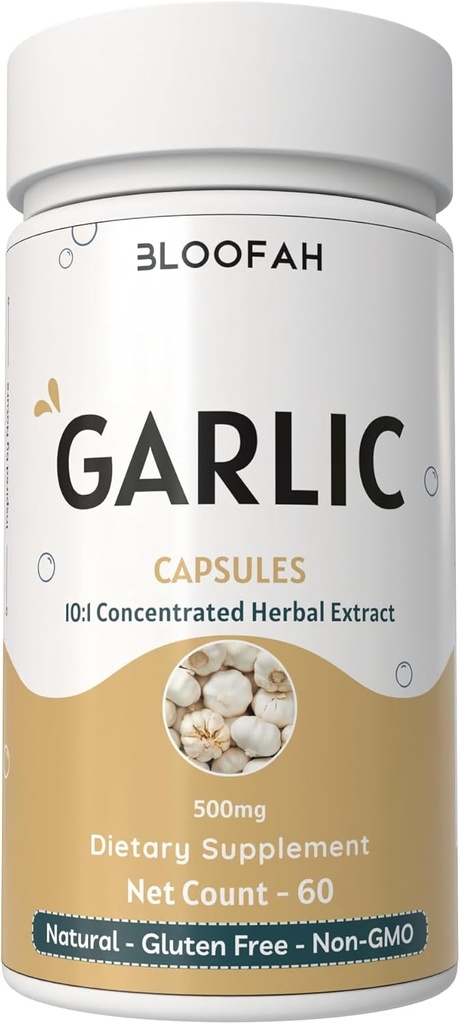 Česnek Kapsle 500mg insulinum 124; Koncentrace 10: 1 Extrakční prášek 124; Allium sativum Bylinný dodatek stravy 124; Přírodní, Non- GMO, Gluten- Free, Žádné umělé přísady (60 Počet balení po 1)