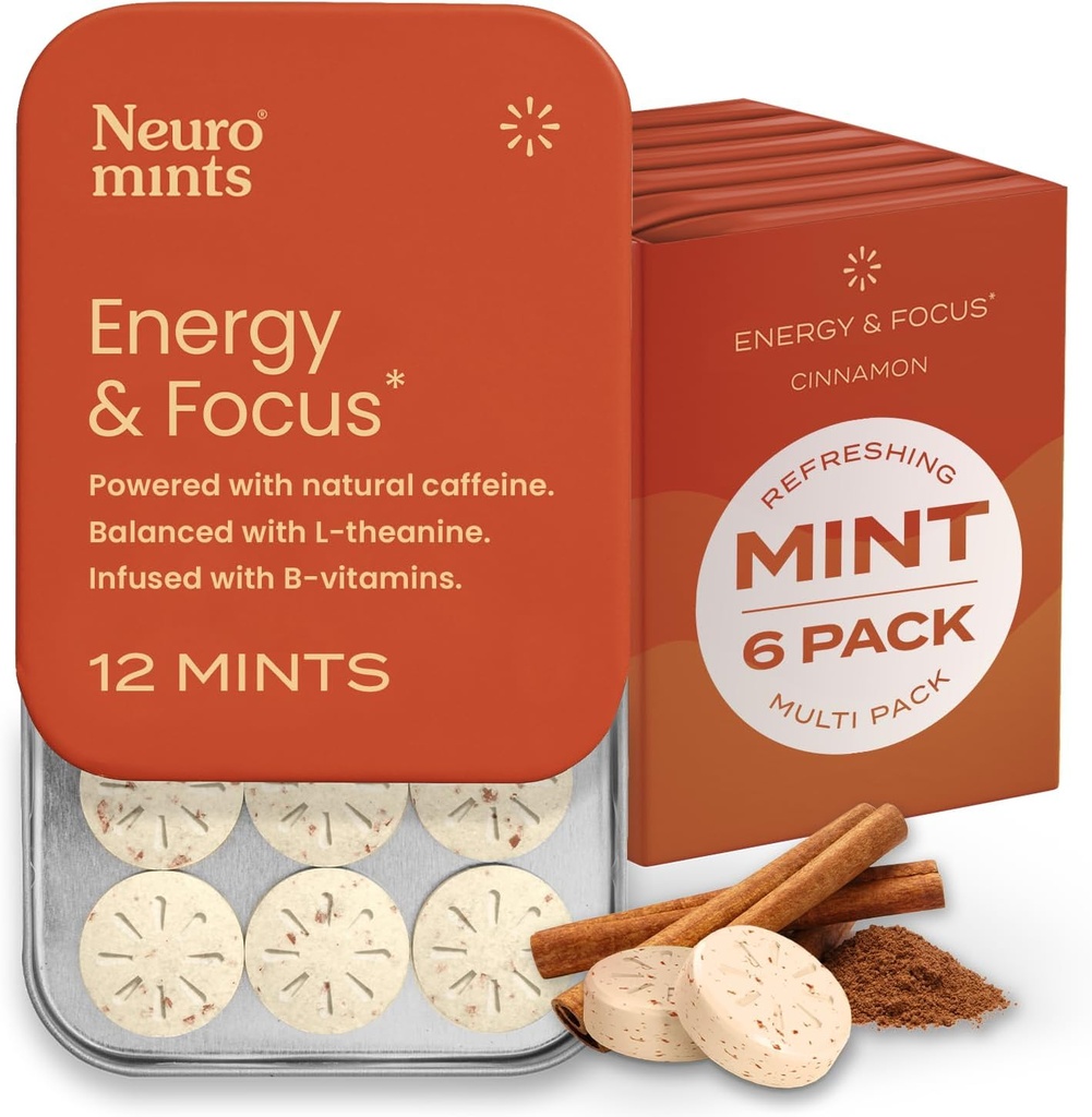 Minty NeuroGum Energy Caffeine (72 kusů) - Bez cukru s L- theanine + přírodní kofein + vitamín B12 & B6 - Nootropní energie a Focus Dodatek pro ženy a muže