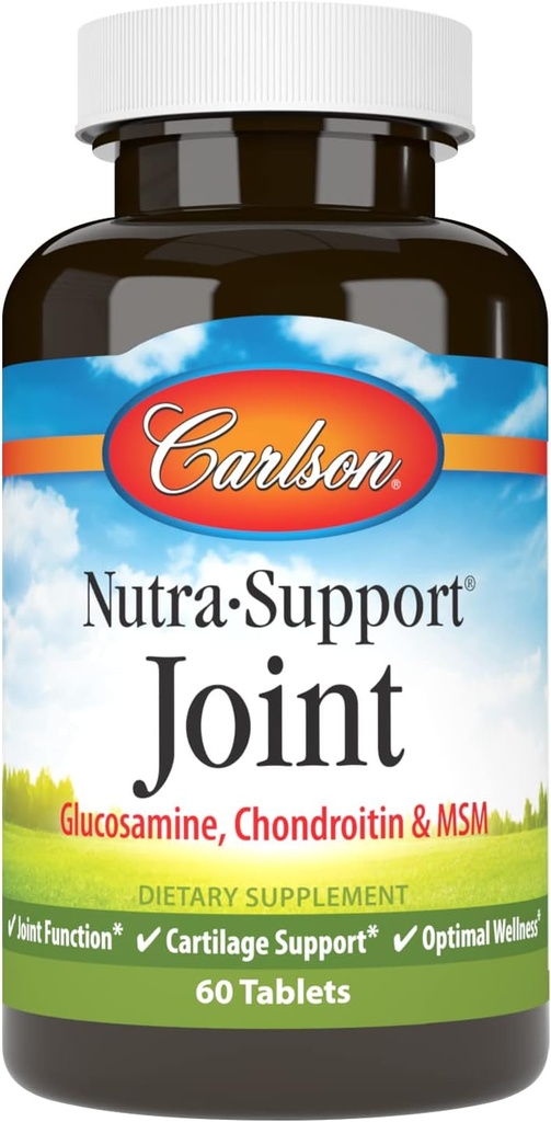 Carlson - Nutra- Support Joint, Glucosamine Chondroitin & MSM, Společná funkce, Podpora chrupavky & Optimální Wellness, 60 tablet