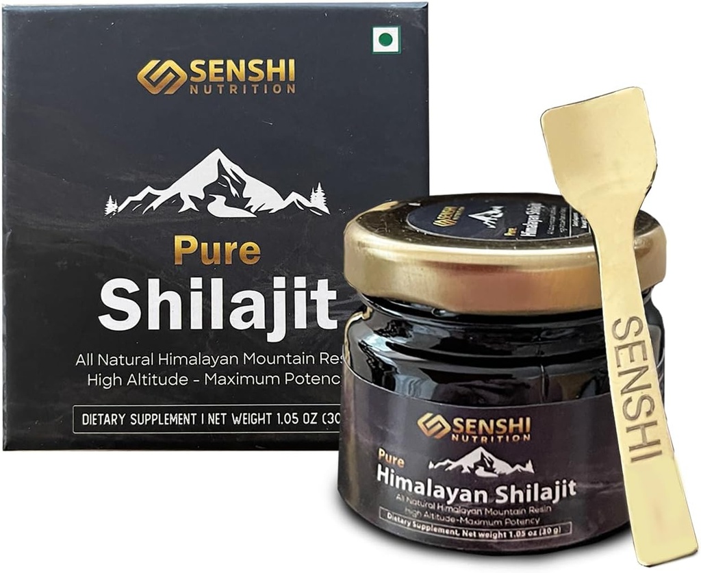 Shilajit - All Natural Maximum Potency Himalayan Mountain Resin from High Altitude - 100% čistý Shilajit s Fulvic Acid & 85 + Trace Minerals Complex - 1 oz / 30 g s zdarma Spoon
