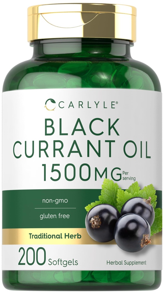Carlyle Black Currant Oil Softgels CLAS124; 1500mg CLAS124; 200 Count CLAS124; Non- GMO a gluten Free Formule CLAS124; Black Currant Seed Oil