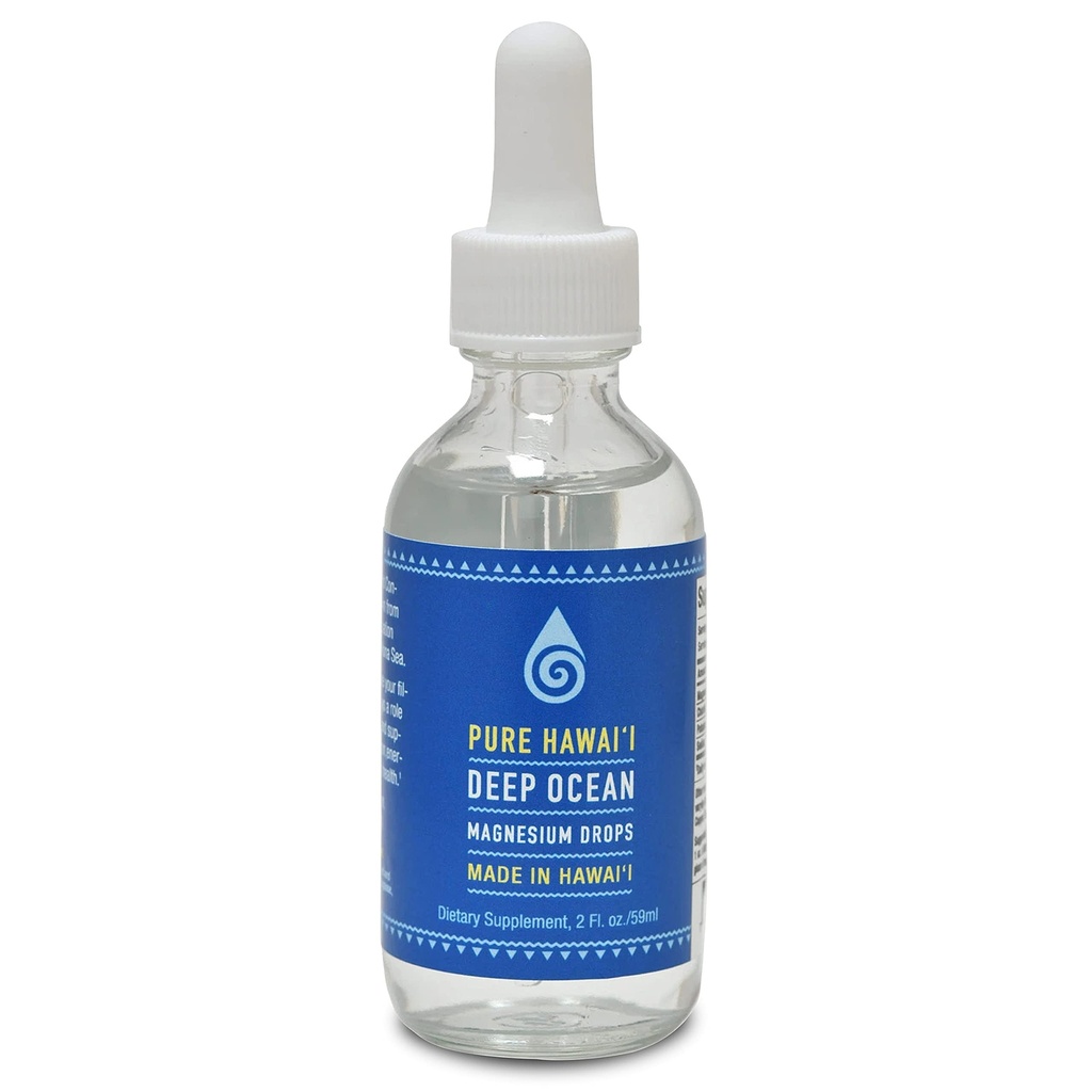 Čisté Hawaii Deep Ocean Magnesium Drops - Made in Hawaii - with Other Trace Minerals - Easy to Take Liquid 2 Fl. Oz. - AIDS in Brain, Mood. Svalovina, nerv, a kardiovaskulární zdraví