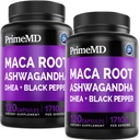 6-in-1 Organic Maca Root Ashwagandha Kapsle 1710mg s DHEA a Black Pepper Fruit Extract pro ženy a muže - Black Maca dodatek pro Stamina, Bone and Mood Supplement, 120ct (Balení 2)