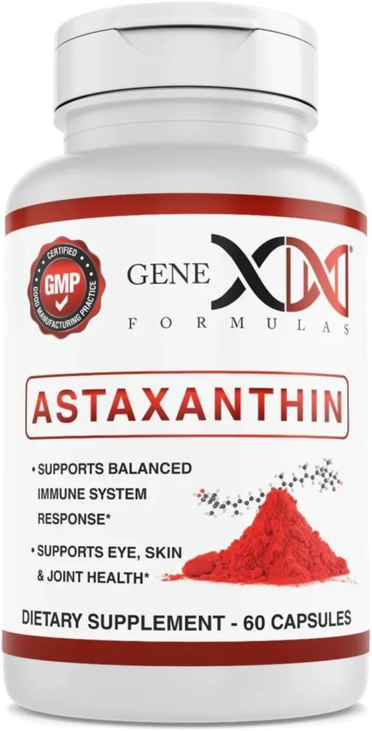 GENEX 12 mg Astaxanthin Softgels (60 kapslí) Přírodní antioxidant pro oči, kůži a společné zdraví a imunitní podpora - Gluten Free, Non- GMO (60 Day Supply)