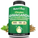 Živina Ashwagandha pro muže a ženy - 1600mg - Vylepšená s Black Pepper - Vysoce-Absorpční kořenový prášek Ashwagandha Doplňky pro rovnováhu nálady, Restful Sleep, & Focus - 120 Vegan Kapsle
