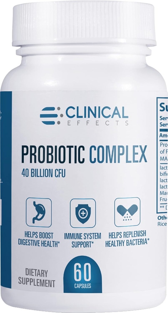 Klinické účinky Probiotický komplex - Gut Health Probiotika pro ženy a muže - 6 klíčových organických probiotických proužek na podporu trávení a celkové zdraví - 60 Veggie Probiotické kapsle - Made in USA
