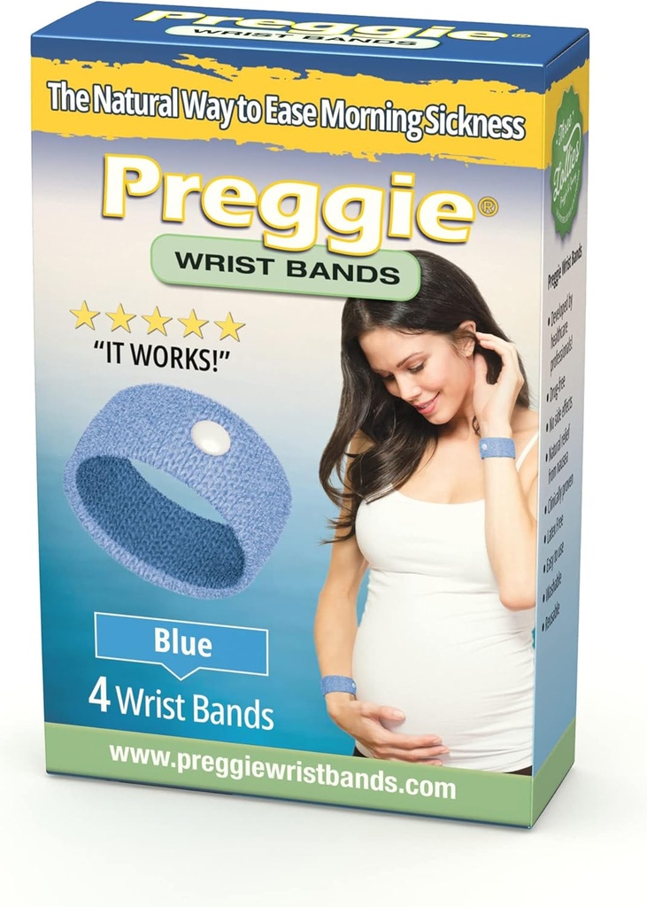 Tři lízátka Preggie Anti- Nausea náramky - Ranní nemoc Relief -- Side Effect Free - 2 hrabě (4 náramky) - modrá