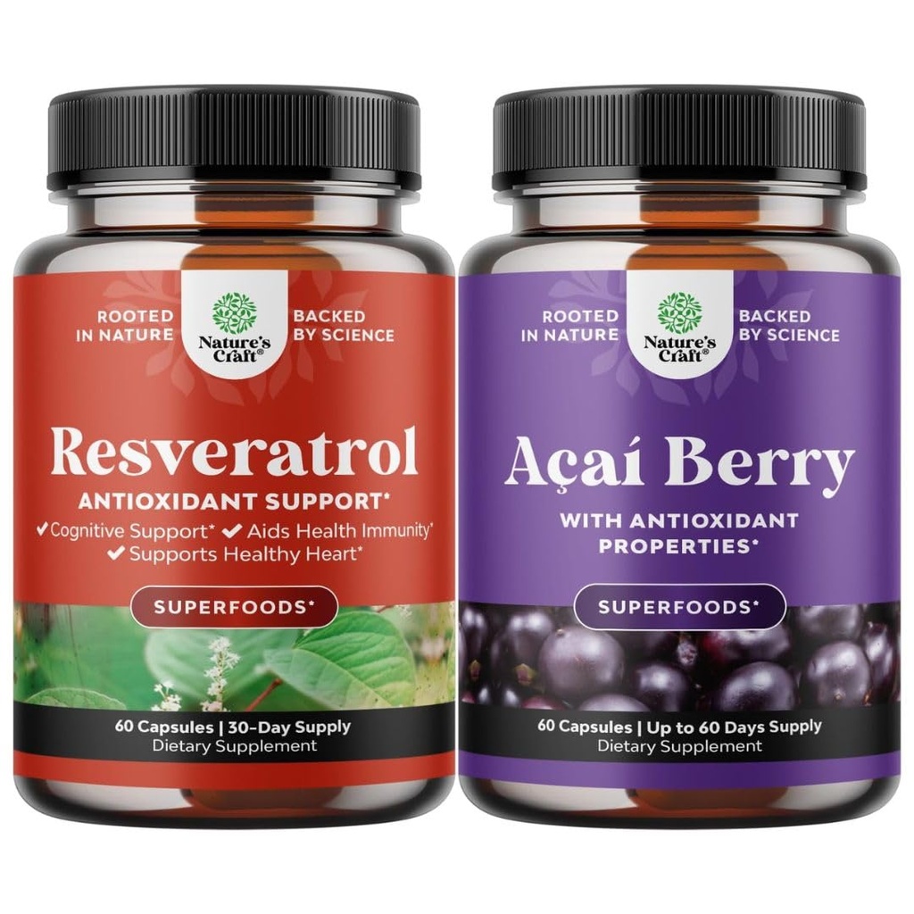 Balení Resveratrol Kapsle s AMPK Metabolický aktivátor pro metabolismus Zvýšení a Cellulární účinnost a Acai Berry Antioxidant Podpora žen a mužů pro imunitní systém a kognitivní zdraví