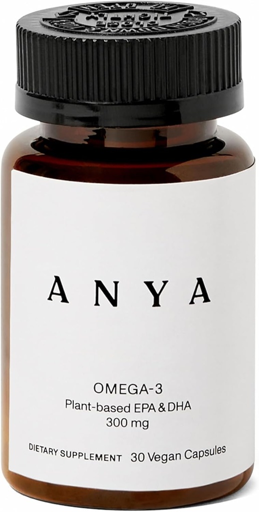 ANYA Omega 3 s 300mg DHA a EPA, čisté ingredience, non-GMO, 100% Vegan, gluten, Soy, a mléčné výrobky zdarma. Doplněk pro ženy, Prenatální poporodní vitamin pro kojení a Kojení