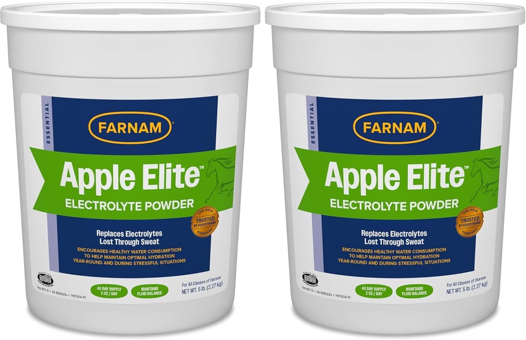 Farnam Apple Elite Horse Electrolyte Powder, Nahrazuje Minerály Lost in Sweat během cvičení, extrémní počasí a stresující podmínky, 5 lb., 40 Day Supply (Balení 2)