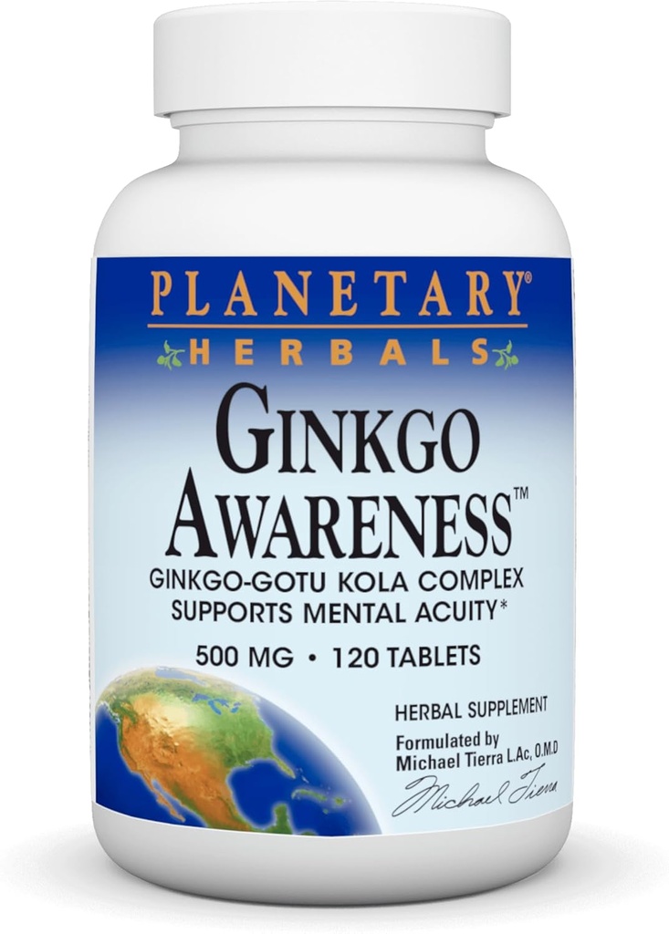 Planetární Herbals Ginkgo Vědomí Tablety, 120 Počet