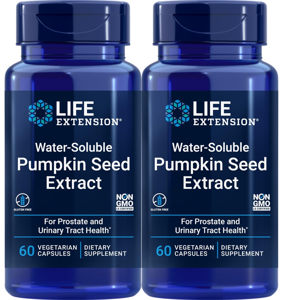 Life Extension Water- Soluble Pumpkin Seed Extract, 60 Vegetariánských kapslí (Balení po 2)