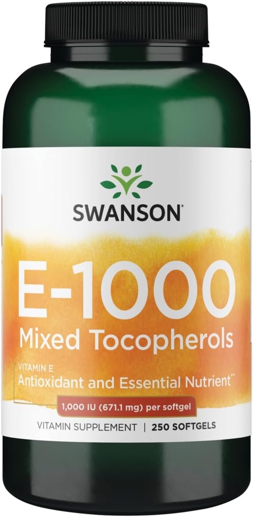 Swanson Vitamin E Smíšené Tokoferoly 1000 Iu (671.1 miligramy) 250 Sgels
