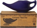 ANCIENT IMPEX Keramické Neti Pot 250 Ml (Violet) s 5 Sachets Neti Salt Oil 124; Přírodní prostředek pro Nasal Wash, Sinus Relief & Nasal Hygiene Oil 124; Ayurveda Nasal zavlažování Pot