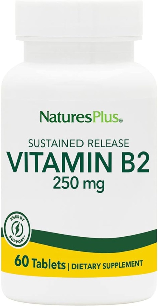 NaturesPlus Vitamin B2 (Riboflavin) - 250 mg, 60 Vegetariánských tablet, trvalé uvolnění - NaturesPlus Vitamin B2 (Riboflavin) - 250 mg, 60 Služeb