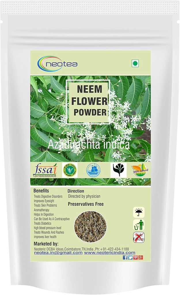 Neema Azadirachta Indica Neem Flower Powder Veppam Poo 200 GM 124; Neem Flower (Veppam) Powder 124; Pushpam Poo 124; Premium & Organic Indian Lilac Flower Poo