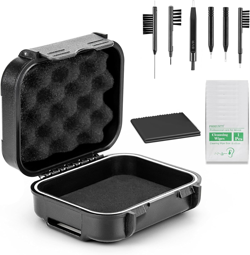 18 Kusy Set High Seal Waterproof Sluchátka případ s extractable Sponge, Drop- Proof, Shock- Proof a Crush- Proof Storage Box, Sluchové pomůcky s čisticím nástrojem