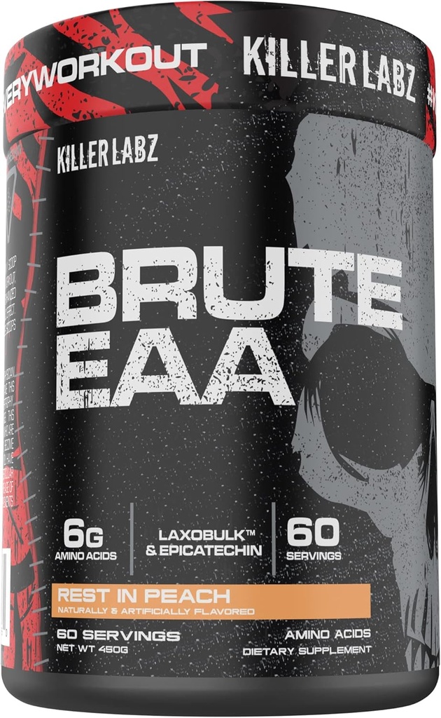 KILLER LABZ Brute EAA Branched Chain & Essential Amino Acids PHARMA124; 6g Aminos na urychlení obnovy a Lean Mass Gains 60 Servings (Rest in Peach)