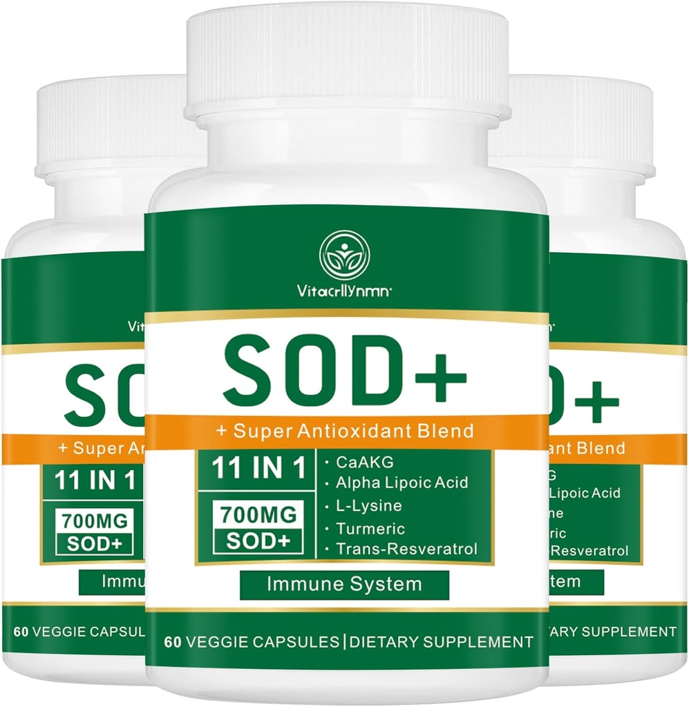 700MG Sod Superoxide Dismutase Supplement - High potency Antioxidant Supplement for Cellular Health - 180 Kapsle