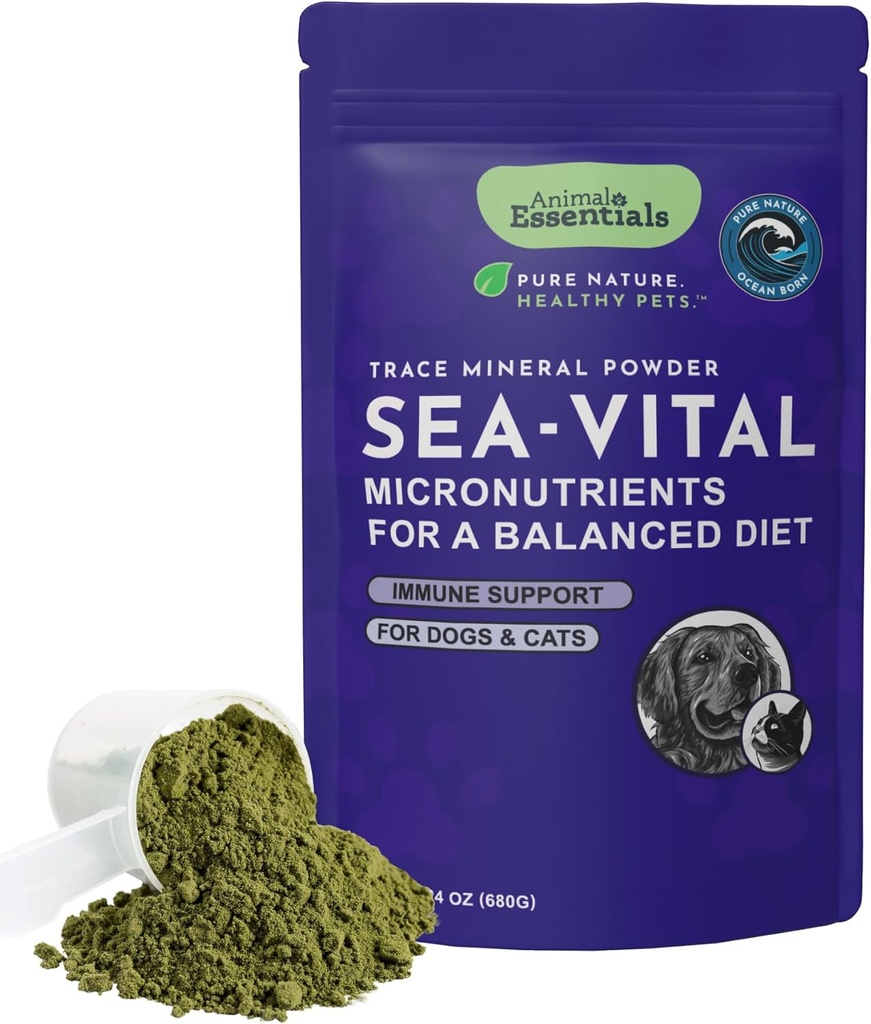 Zvířecí Essentials Ocean Kelp pro psy a kočky - Podpora štítné žlázy, doplněk štítné žlázy, mořská Kelp, Kelp prášek, Stopa Minerální dodatek - 24 Oz