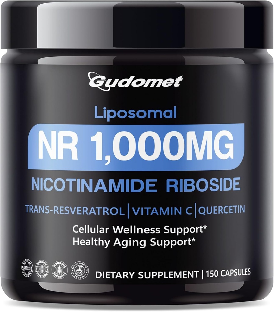 Lipozomální NR (Nikotinamid Ribosid) s Trans- Resveratrol, Vitamin C & Quercetin - Podporuje celulární Wellness & Zdravé stárnutí - 150 kapsules - Made in The USA