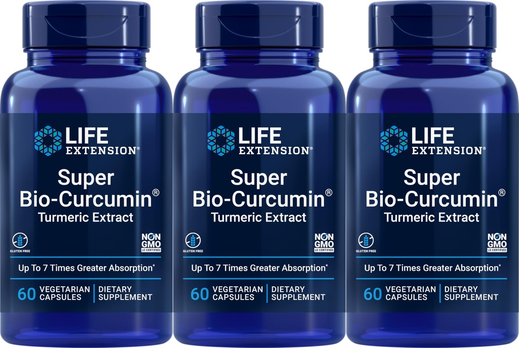 Life Extension Super Bio- Curcumin Turmeric Extract 400 mg, 60 Vegetariánských kapslí (balení po 3)