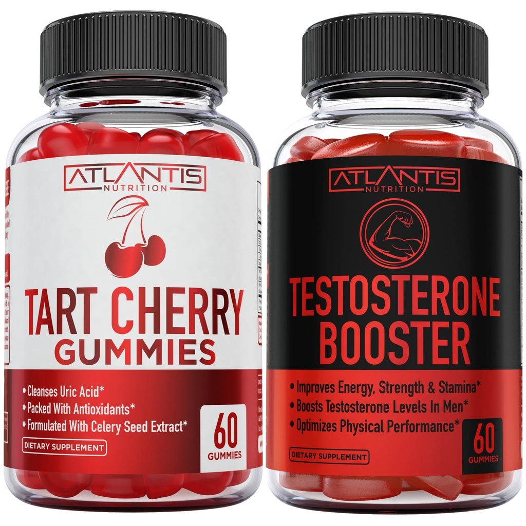 Atlantis Nutrition Tart Cherry 60 Gummies + Testosteron Booster 2- Pack (120 Gummies)
