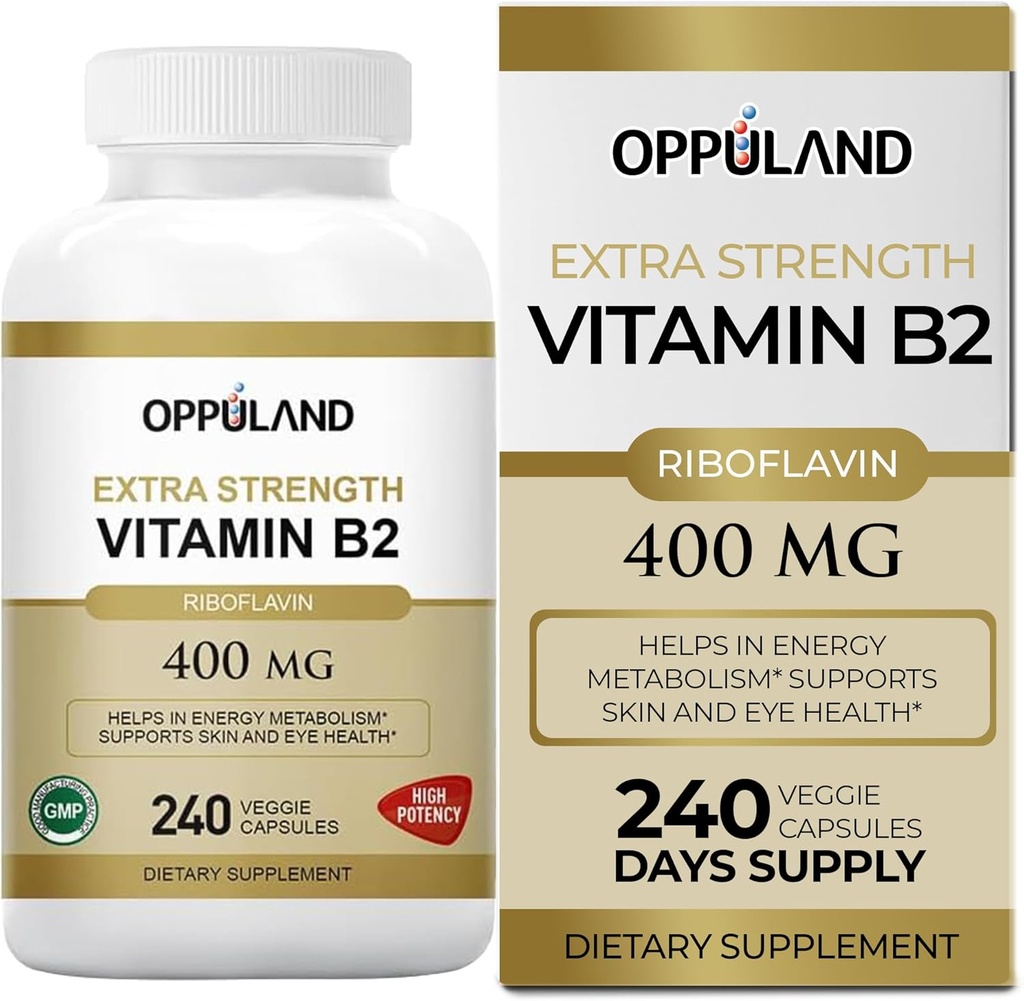 Riboflavin vitamin B2 dodatek - B2 vitamin - zvyšuje energetickou metabolizaci a buněčnou funkci - Denní nutriční doplňky pro muže a ženy - 400 mg Kapsle - 240 Počet