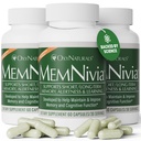 MemNivia Brain doplňky pro paměť & Focus 124; Dual- Sage Stem Cell Formule s Cognivia ®, Bacopa, Holy Basil & Ginger 124; Klinicky osvědčený Duševní Clarity Podpora 124; 180 Kapsle (3 láhve) 124; USA Made
