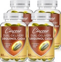 Ubiquinol CoQ10 600 MG Softgels s Omega33 & Shilajit & PQQ, Advanced Dual- Delivery Coenzyme- Q10, aktivní CoQ10 Ubiquinol dodatek pro plodnost, antioxidant, srdce, mozek & energie, 240 Služeb