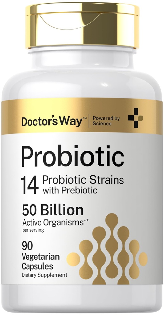 Doctor 's Way Probiotický dodatek 124; 50 Miliardy aktivních organismů 124; 90 Kapsle 124; 14 Strains s prebiotický 124; pro muže a ženy 124; Vegetarian, Non- GMO, gluten zdarma