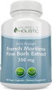 Purely holistic Pine Bark Extract 350mg 180 Vegan Kapsle 95% Proanthocyanidins - Francouzský námořní Pine Bark Extract - Non GMO & Pesticide zdarma Antioxidant dodatek