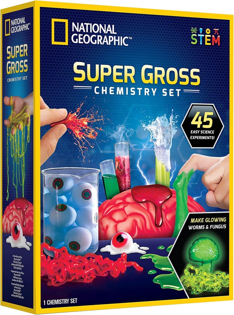 National Geographic Gross Science Kit - 45 Gross Science Experiments - Disect a Brain, Make Slime, Creepy STEM Project for Boys and Girls, Birthday Gifts for Kids 8-12 (Exkluzivní)