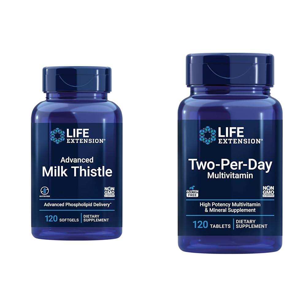 Life Extension Advanced Milk Thistle 120 Softgels a Two- Per- Day High Potency Multi- Vitamin & Mineral 120 Tablet Bundle